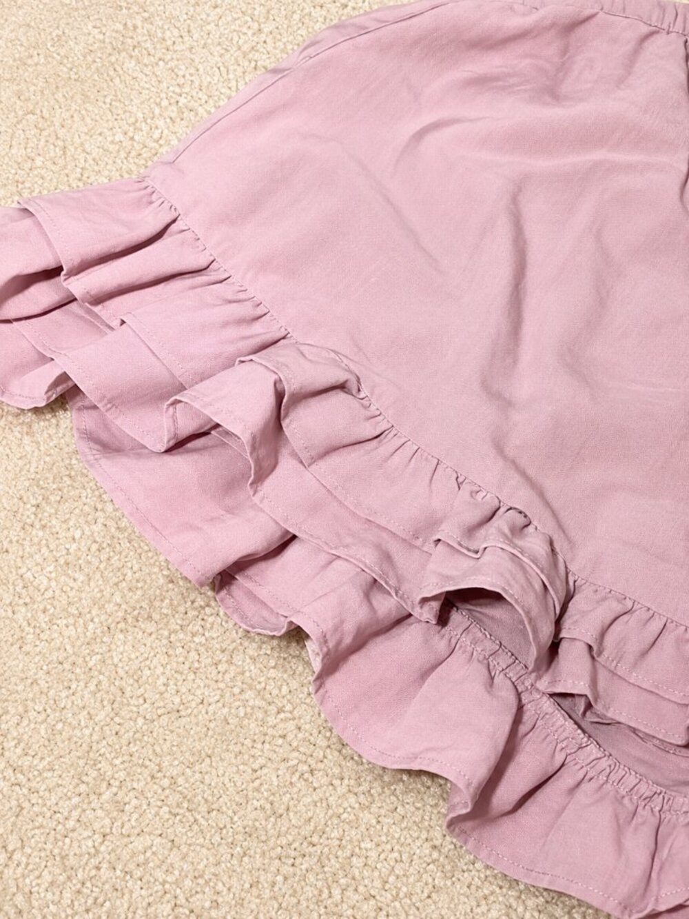Lost + Wander Dusty Pink Ruffle Drawstring Shorts - Picture 2 of 7